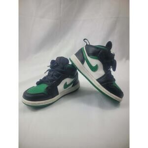 Nike Air Jordan 1 Mid TD "Pine Green" Black White 640735-067 Toddler Size 8C